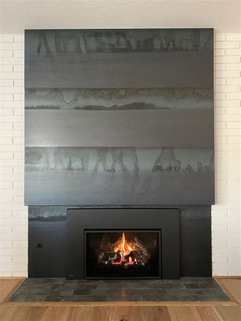 built in metal fireplace